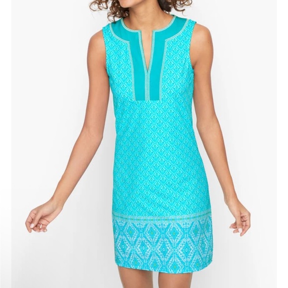 Cabana Life Dresses & Skirts - Talbots Cabana Life Embroidered Aqua Sleeveless Tunic Dress Sz M